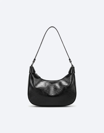 Liora Valencia Medium Black Glossy Hobo Bag