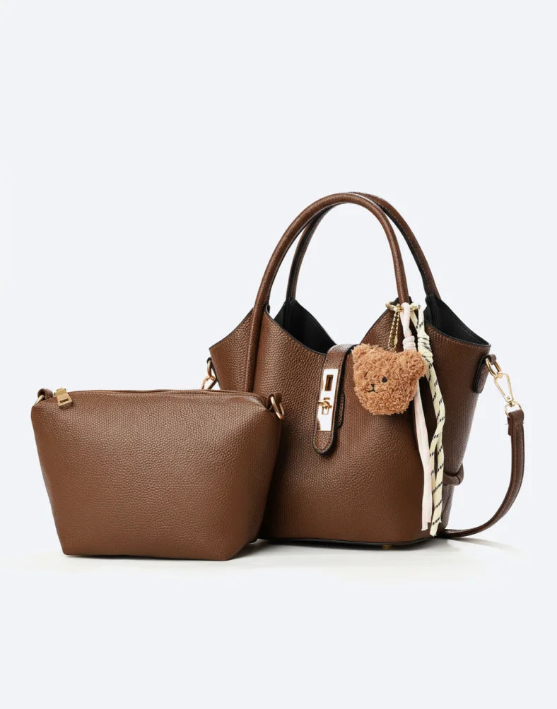 Liora Valencia  Medium Brown Tote with Inner Pouch