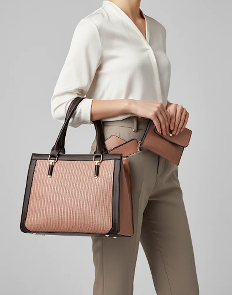 Liora Valencia Large Blush Brown Tote Bag with Wallets