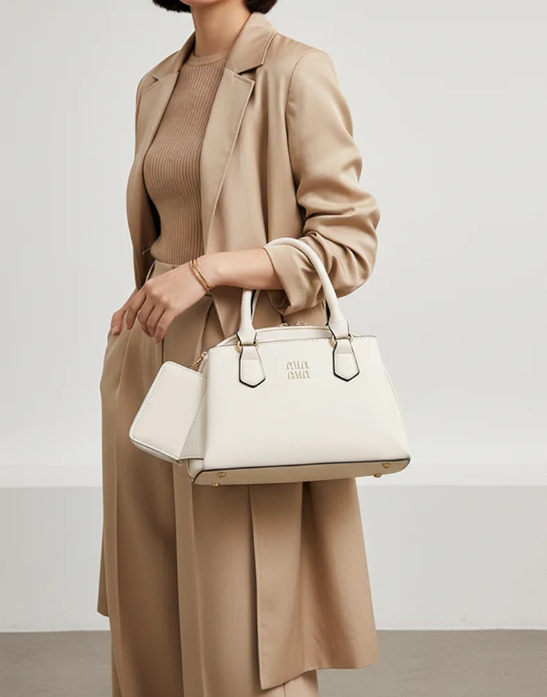 Liora Valencia White Medium Satchel with Wallet