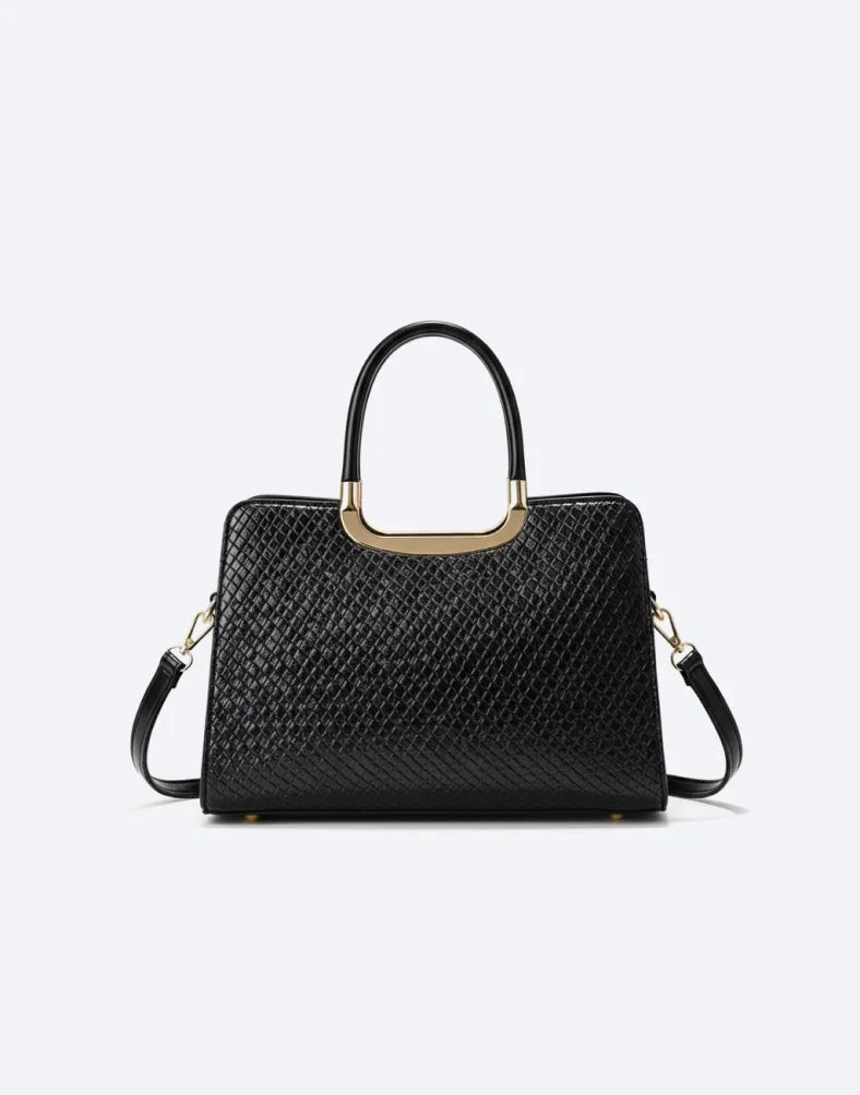 Liora Aurelia Medium Black Textured Tote Bag